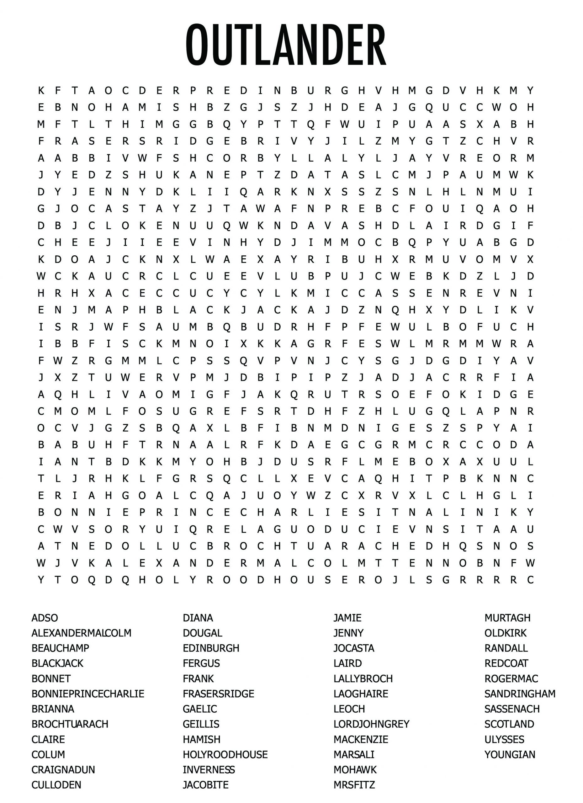 Outlander Word Search